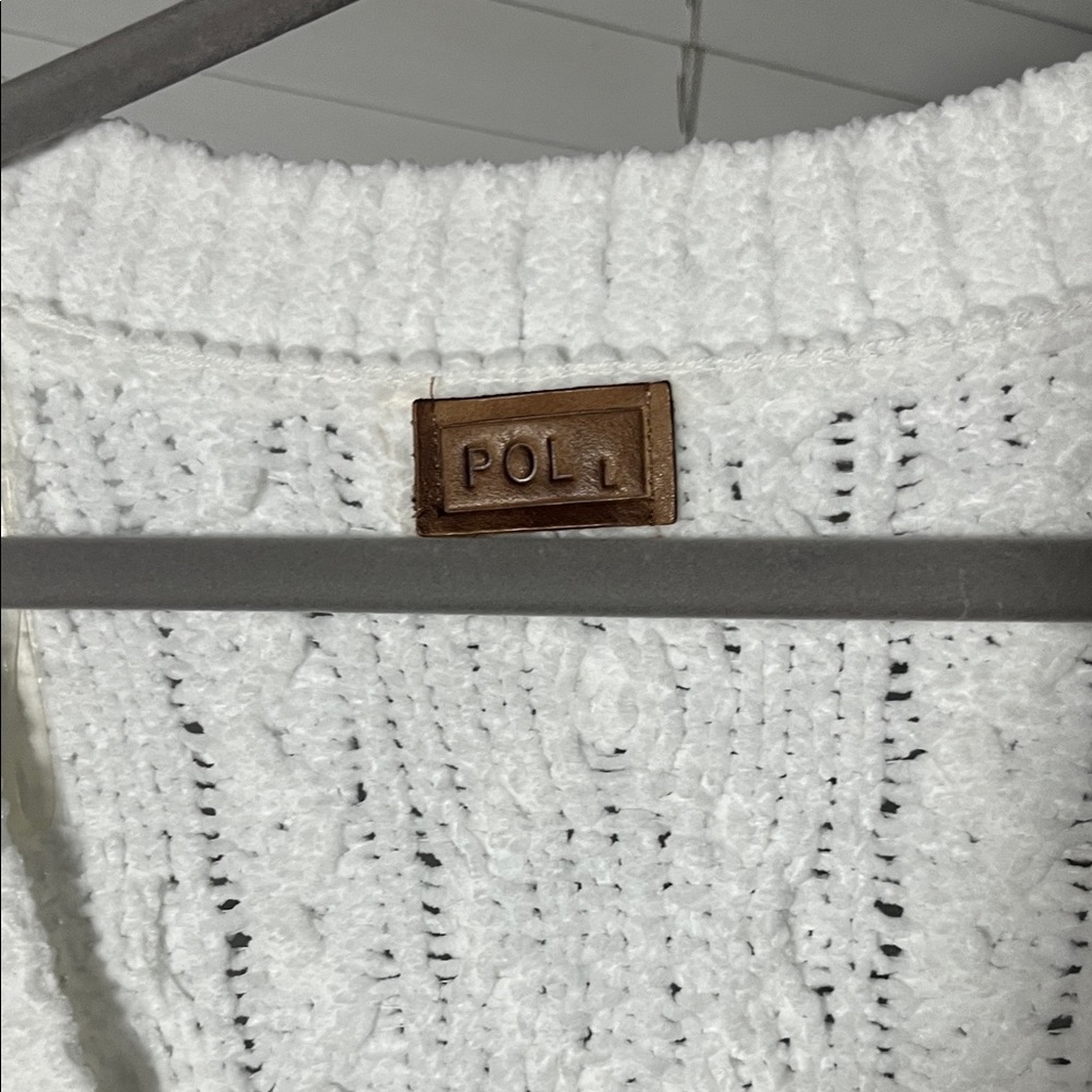 POL White Cable Knit Cardigan with Pastel Details - Picture 3 of 6